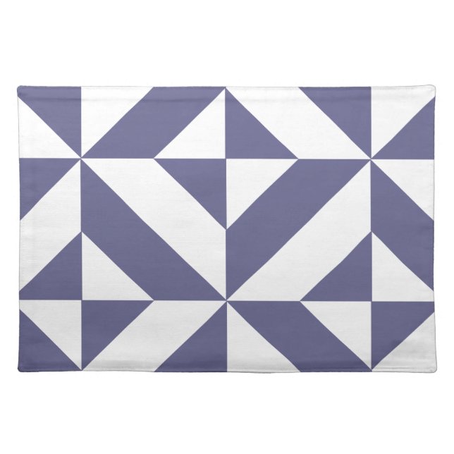 Midnight Blue Geometric Deco Cube Pattern Placemat (Front)