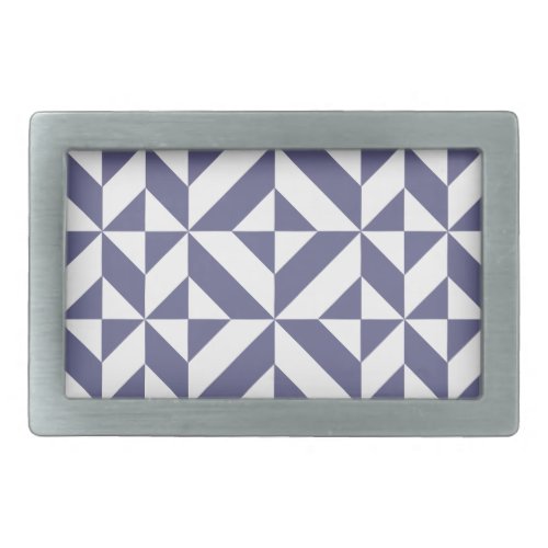 Midnight Blue Geometric Deco Cube Pattern Rectangular Belt Buckle