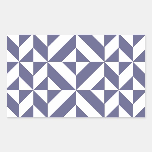 Midnight Blue Geometric Deco Cube Pattern Rectangular Sticker (Front)