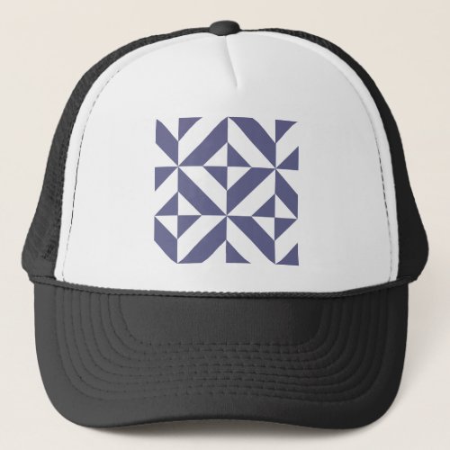 Midnight Blue Geometric Deco Cube Pattern Trucker Hat