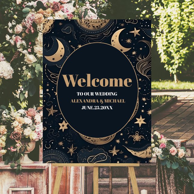 Midnight Blue Gold Celestial Wedding Foam Board (Creator Uploaded)