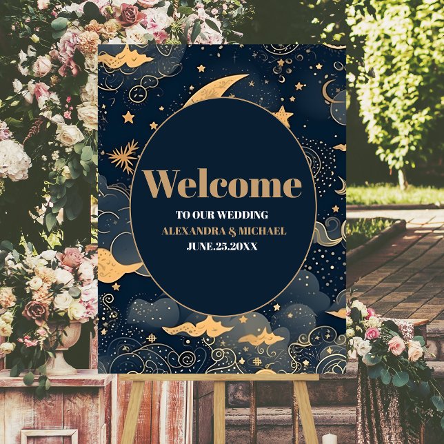 Midnight Blue Gold Celestial Wedding Foam Board (Creator Uploaded)