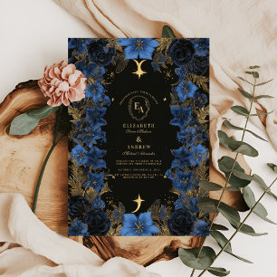 Midnight Blue & Gold Celestial Wedding Invitation