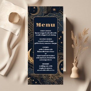 Midnight Blue Gold Celestial Wedding Menu