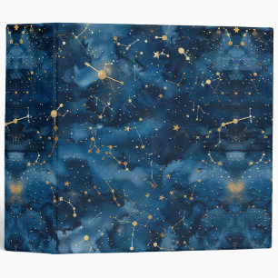 Midnight Blue Gold Cosmic Nebula Stardust 3 Ring Binder