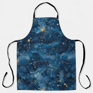 Midnight Blue Gold Cosmic Nebula Stardust Apron