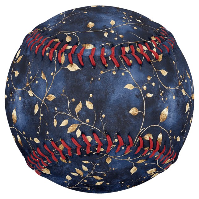 Midnight Blue Gold Leaves Softball (Front)