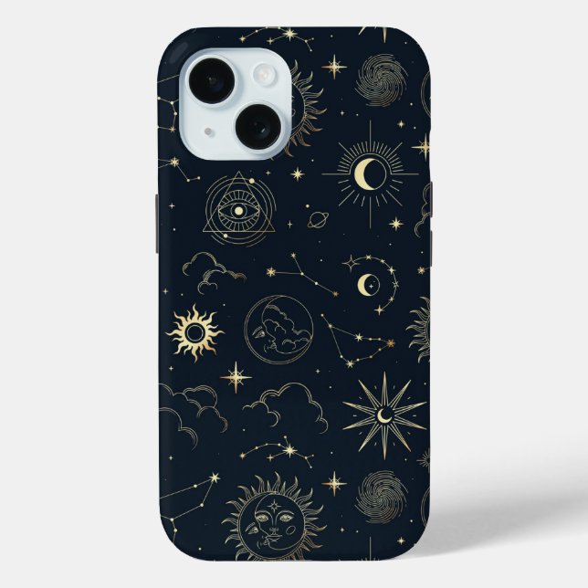 Midnight Blue Gold Star Constellation Pattern Case-Mate iPhone Case (Back)
