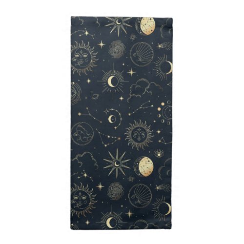 Midnight Blue Gold Star Constellation Pattern Cloth Napkin