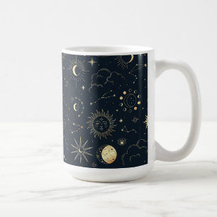 Midnight Blue Gold Star Constellation Pattern Coffee Mug