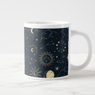 Midnight Blue Gold Star Constellation Pattern Giant Coffee Mug