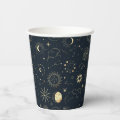 Midnight Blue Gold Star Constellation Pattern Paper Cups | Zazzle