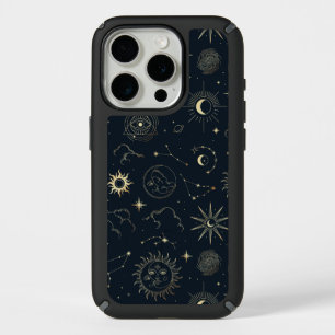 Midnight Blue Gold Star Constellation Pattern iPhone 15 Pro Case
