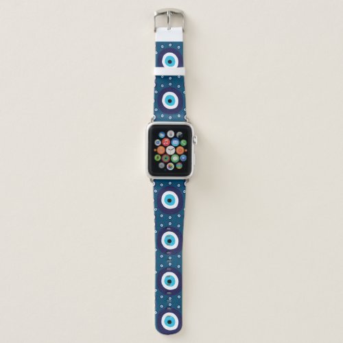 Midnight Blue Greek Turkish Evil Eye Print Stylish Apple Watch Band