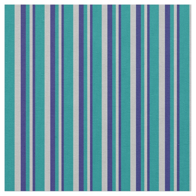 Midnight Blue, Grey, and Dark Cyan Lines Fabric (Close Up)
