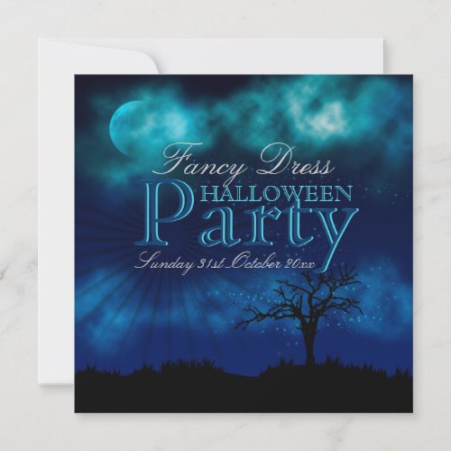 Midnight Blue Halloween Nightsky Invitation