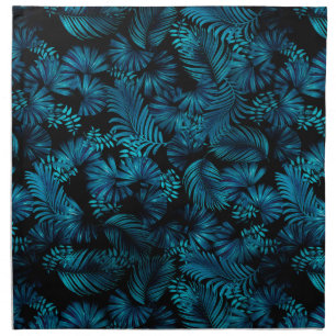 Midnight Blue Hawaiian Palms Dinner Napkins