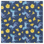 Midnight Blue Horses and Yellow Lilies Fabric