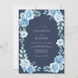 Midnight Blue Icy Winter Wedding Invitation