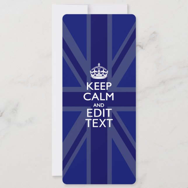 Midnight Blue Keep Calm and Your Text Union Jack (Front)