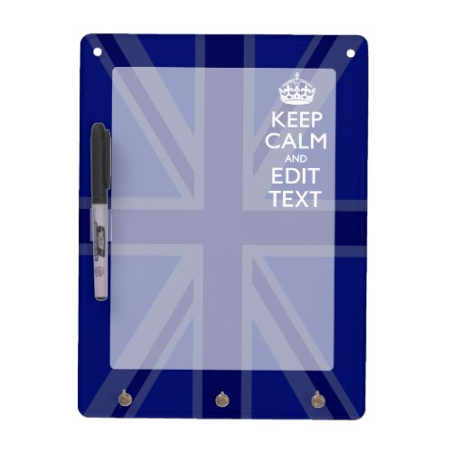 Midnight Blue Keep Calm and Your Text Union Jack Dry_Erase Board