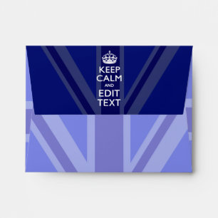Midnight Blue Keep Calm and Your Text Union Jack Envelope
