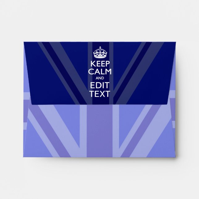 Midnight Blue Keep Calm and Your Text Union Jack Envelope (Back (Top Flap))