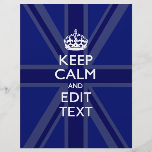 Midnight Blue Keep Calm and Your Text Union Jack Flyer
