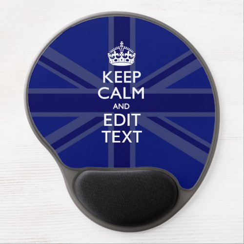 Midnight Blue Keep Calm and Your Text Union Jack Gel Mouse Pad