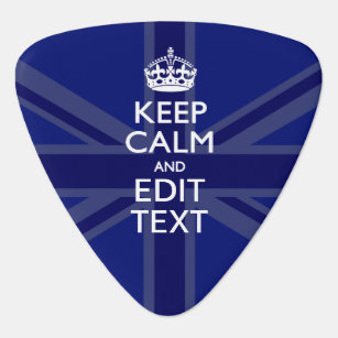 Midnight Blue Keep Calm and Your Text Union Jack Guitar Pick