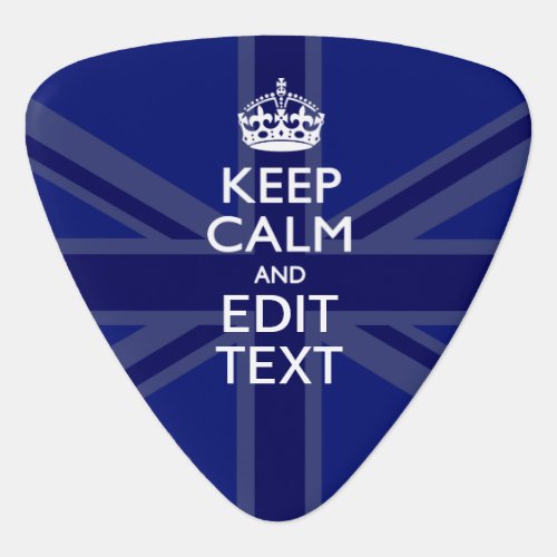 Midnight Blue Keep Calm and Your Text Union Jack Guitar Pick