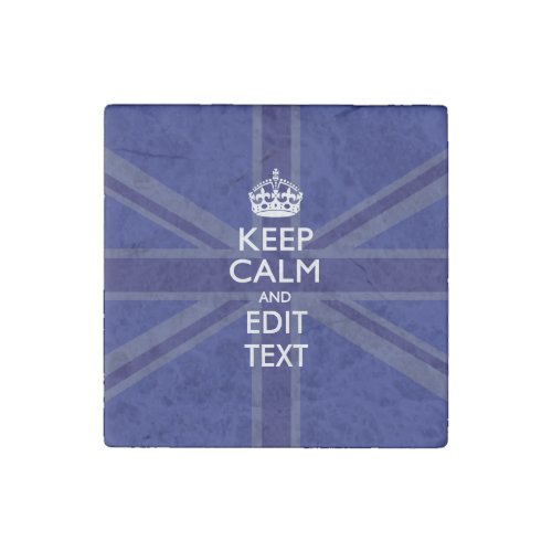 Midnight Blue Keep Calm and Your Text Union Jack Stone Magnet