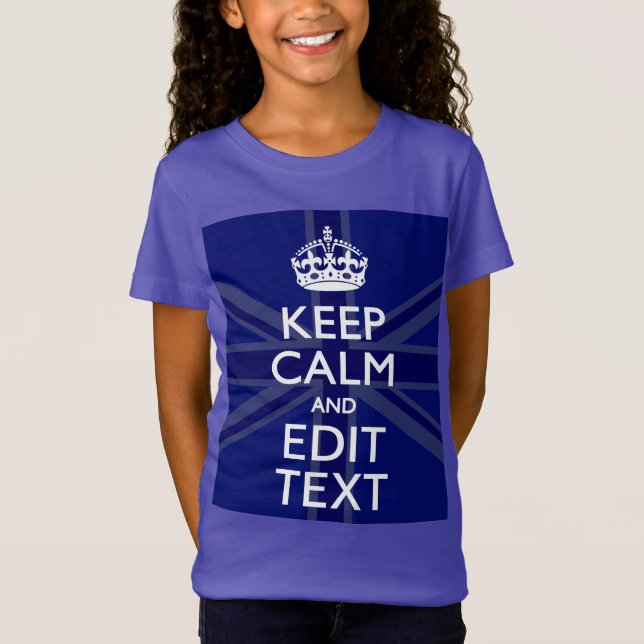 Midnight Blue Keep Calm and Your Text Union Jack T-Shirt (Front)