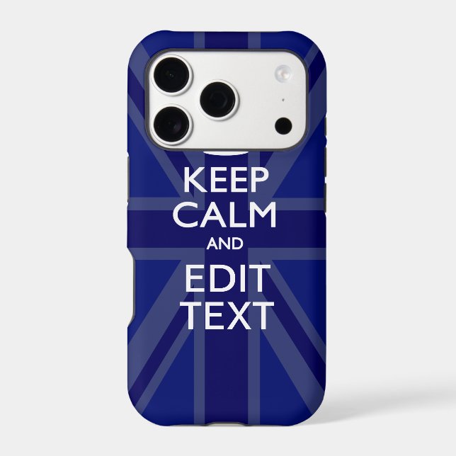 Midnight Blue Keep Calm Get Your Text Union Jack Iphone Case (Back)