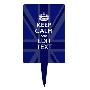 Midnight Blue Keep Calm Have Your Text Union Jack Cake Topper