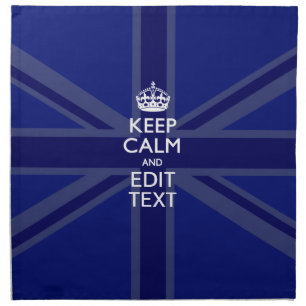 Midnight Blue Keep Calm Have Your Text Union Jack Cloth Napkin