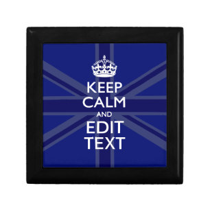 Midnight Blue Keep Calm Have Your Text Union Jack Gift Box