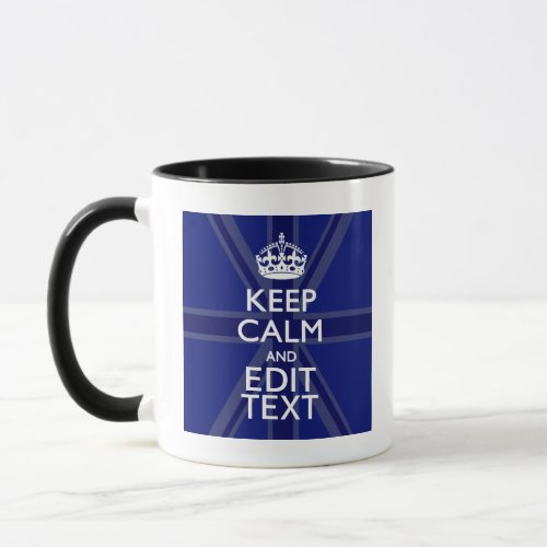 Midnight Blue Keep Calm Have Your Text Union Jack Mug