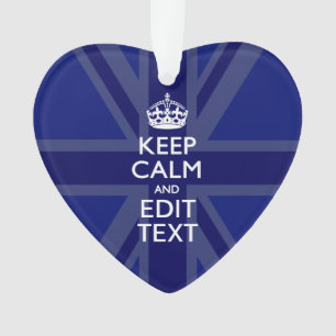 Midnight Blue Keep Calm Have Your Text Union Jack Ornament
