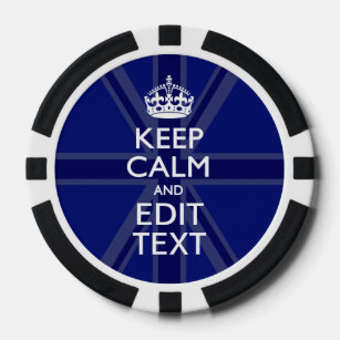 Midnight Blue Keep Calm Have Your Text Union Jack Poker Chips