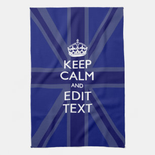Midnight Blue Keep Calm Have Your Text Union Jack Towel