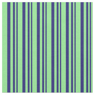 Midnight Blue & Light Green Colored Lines Pattern Fabric