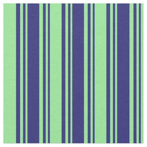 Midnight Blue & Light Green Lines Pattern Fabric