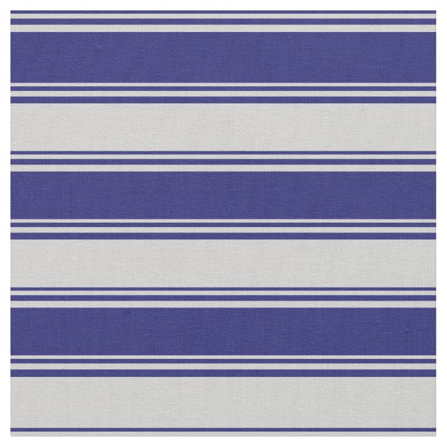 Midnight Blue & Light Grey Lines Pattern Fabric (Close Up)