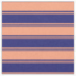 Midnight Blue &amp; Light Salmon Lines Pattern Fabric