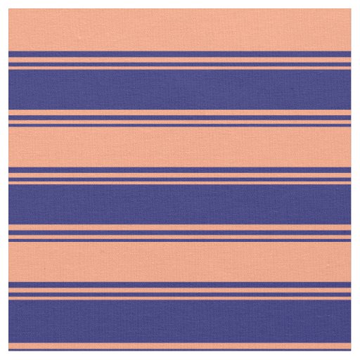 Midnight Blue & Light Salmon Lines Pattern Fabric
