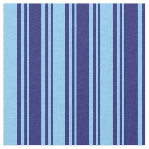 Midnight Blue & Light Sky Blue Pattern of Stripes Fabric