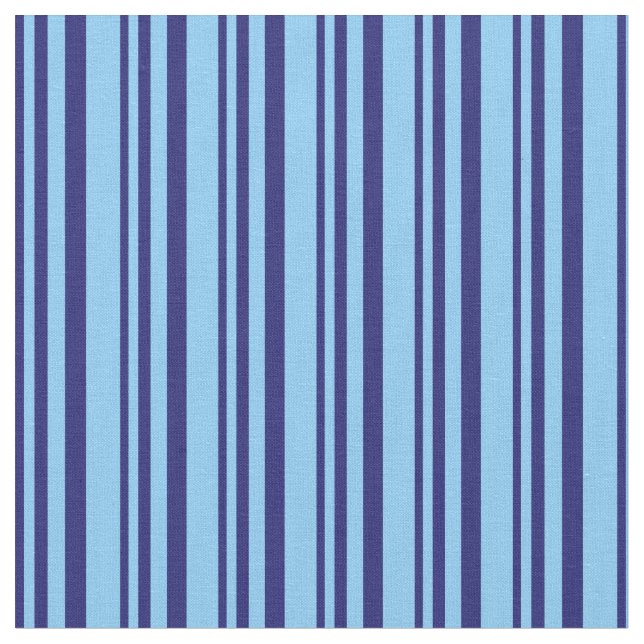 Midnight Blue & Light Sky Blue Stripes Pattern Fabric (Close Up)