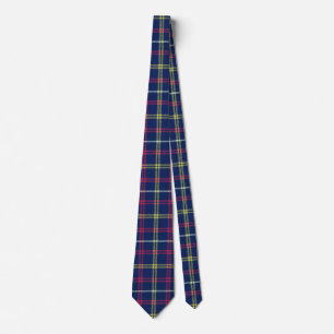 Midnight Blue, Lime Green, Magenta Tartan Pattern Neck Tie