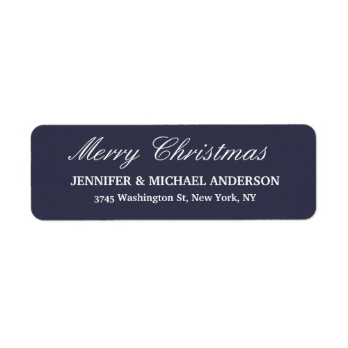 Midnight Blue Merry Christmas Message Family Sheet Label